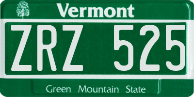 VT license plate ZRZ525