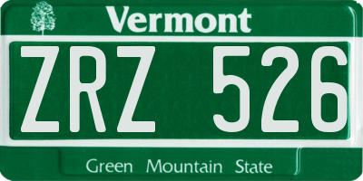 VT license plate ZRZ526
