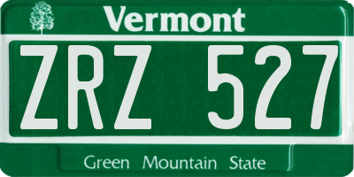 VT license plate ZRZ527