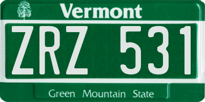VT license plate ZRZ531
