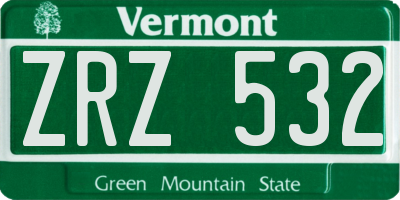 VT license plate ZRZ532