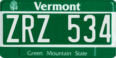 VT license plate ZRZ534