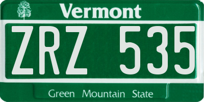 VT license plate ZRZ535