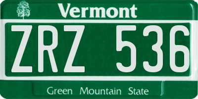 VT license plate ZRZ536