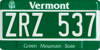 VT license plate ZRZ537