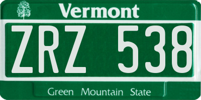 VT license plate ZRZ538
