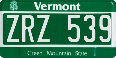 VT license plate ZRZ539