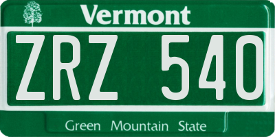 VT license plate ZRZ540
