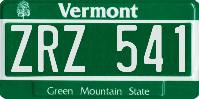 VT license plate ZRZ541