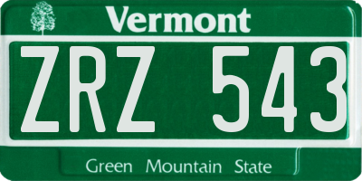 VT license plate ZRZ543