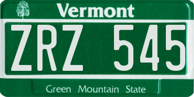 VT license plate ZRZ545