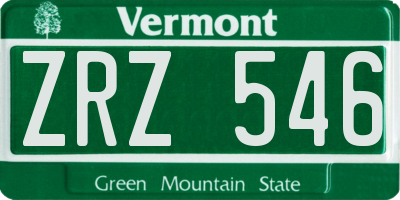 VT license plate ZRZ546