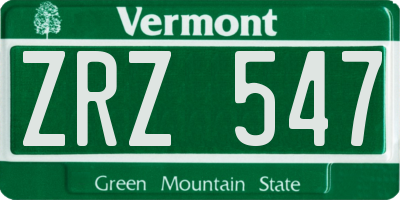 VT license plate ZRZ547