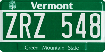 VT license plate ZRZ548