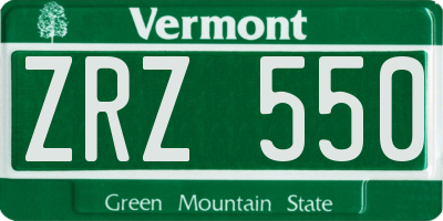VT license plate ZRZ550