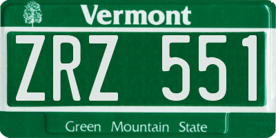VT license plate ZRZ551