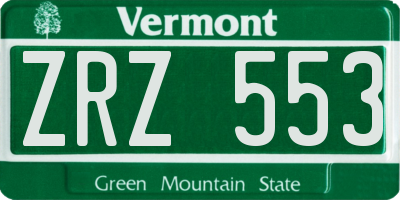 VT license plate ZRZ553