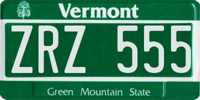 VT license plate ZRZ555