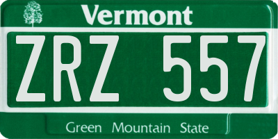 VT license plate ZRZ557