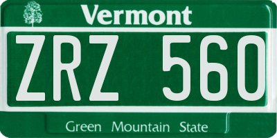 VT license plate ZRZ560