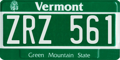 VT license plate ZRZ561