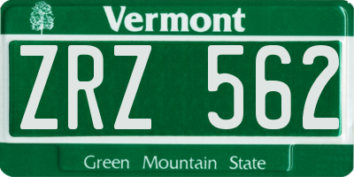 VT license plate ZRZ562