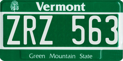 VT license plate ZRZ563