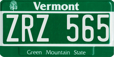 VT license plate ZRZ565