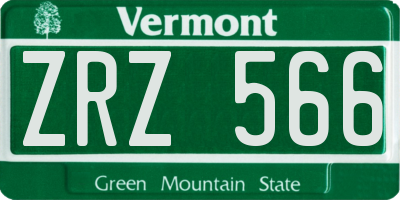 VT license plate ZRZ566