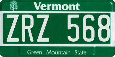 VT license plate ZRZ568