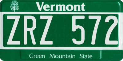 VT license plate ZRZ572