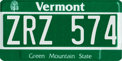 VT license plate ZRZ574