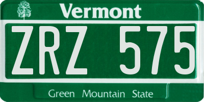 VT license plate ZRZ575