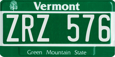 VT license plate ZRZ576