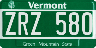 VT license plate ZRZ580