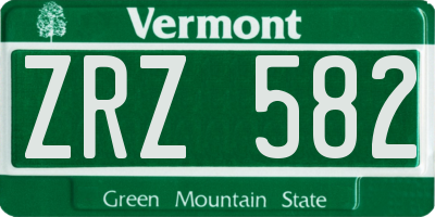 VT license plate ZRZ582