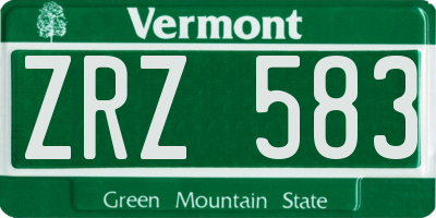 VT license plate ZRZ583