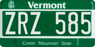 VT license plate ZRZ585