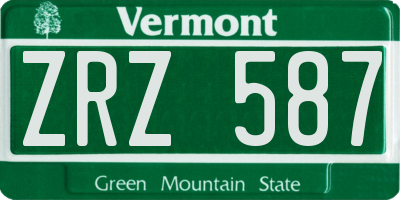 VT license plate ZRZ587