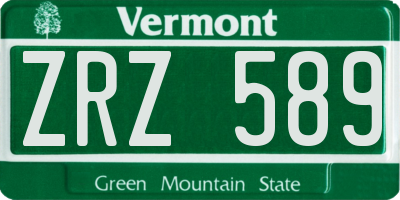 VT license plate ZRZ589
