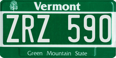 VT license plate ZRZ590