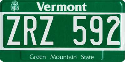 VT license plate ZRZ592