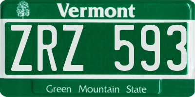 VT license plate ZRZ593