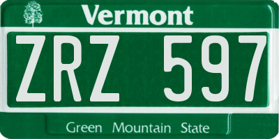 VT license plate ZRZ597