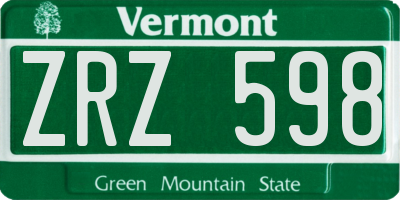 VT license plate ZRZ598