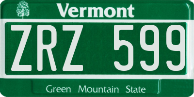 VT license plate ZRZ599