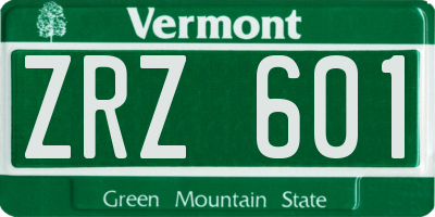 VT license plate ZRZ601
