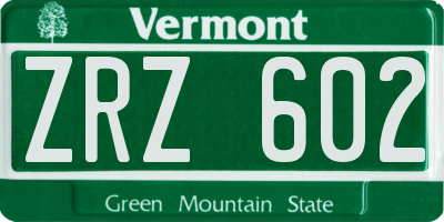 VT license plate ZRZ602