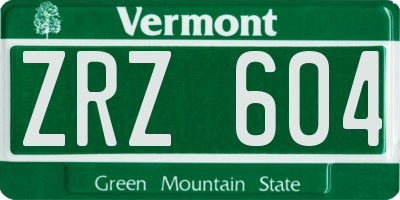 VT license plate ZRZ604