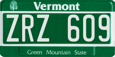 VT license plate ZRZ609